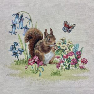 carré jacquard écureuil et papillon