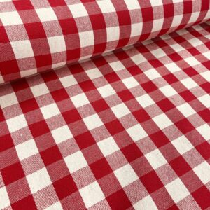 tissu coton tissé teint carreaux célestin rouge