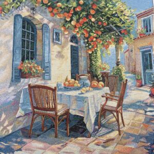 Carrés A TABLE SOUS MON ORANGER en tissu jacquard bien épais